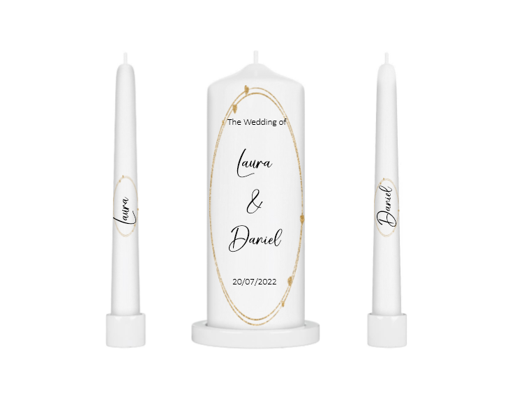 Gold Circle wedding unity candle set