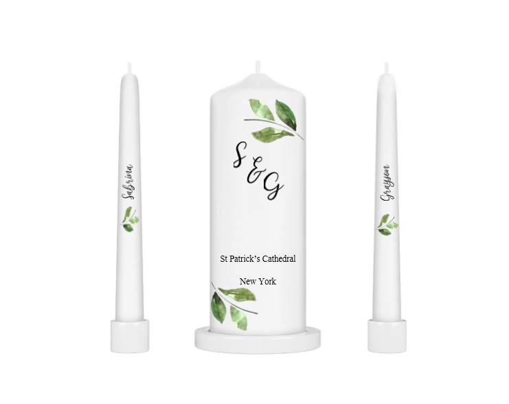 Green Leaf wedding unity set