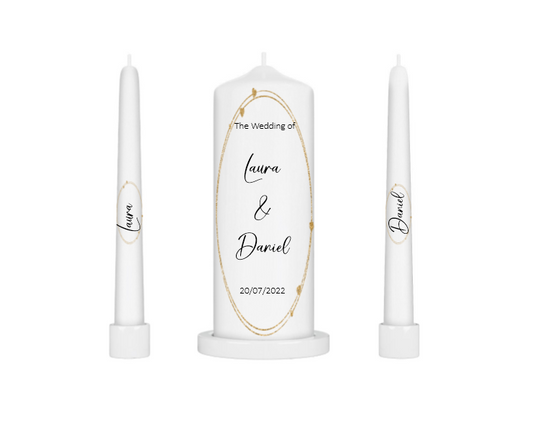 Gold Circle wedding unity candle set